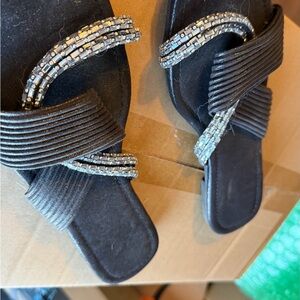Elegant Black Beaded Women's Sandals